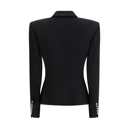 Balmain Jacken und Mäntel aus schwarzer Wolle