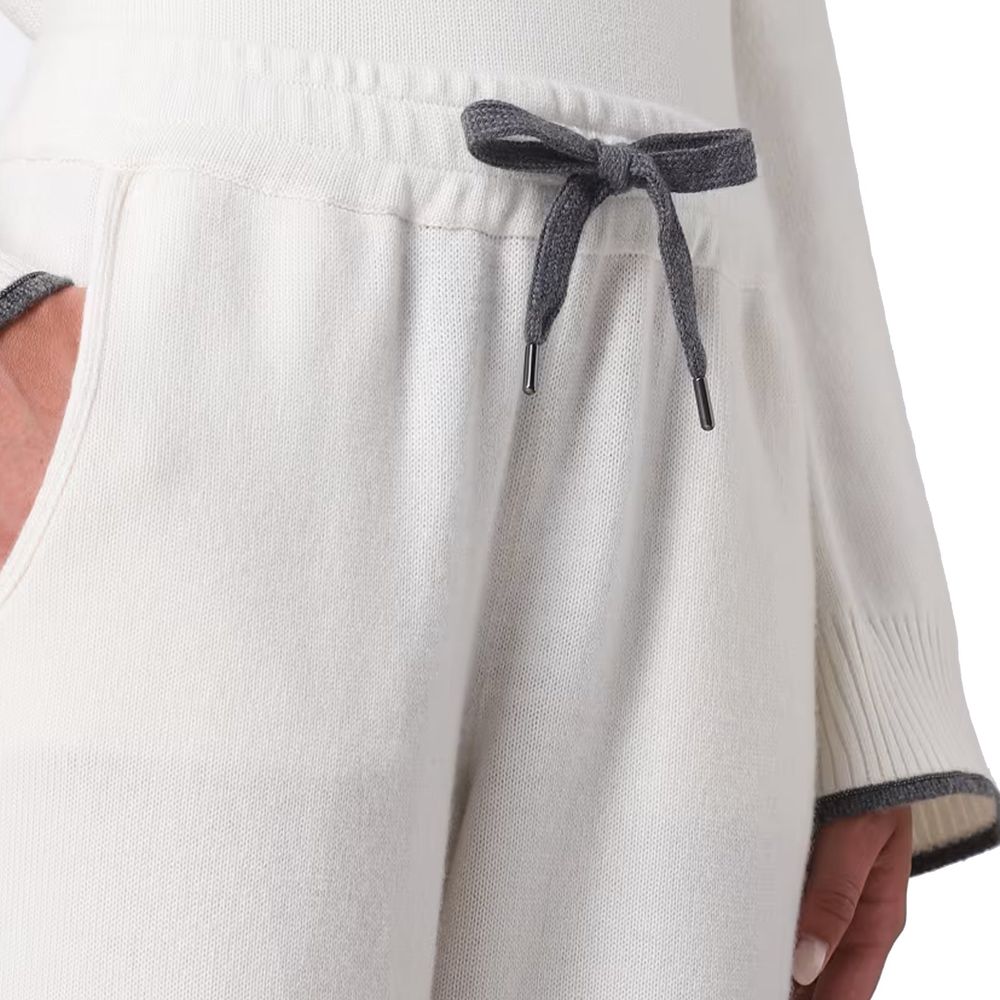 Brunello Cucinelli White Cashmere Athletic Pants