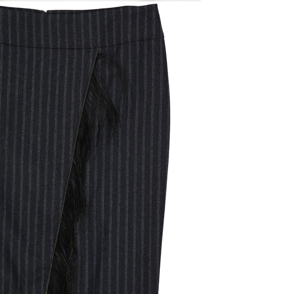 Brunello Cucinelli Gray Virgin Wool Midi Skirt