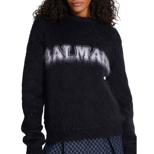 Balmain Mohair-Sweatshirt, Schwarz