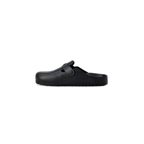 Birkenstock Pantoletten aus schwarzem Kunstleder