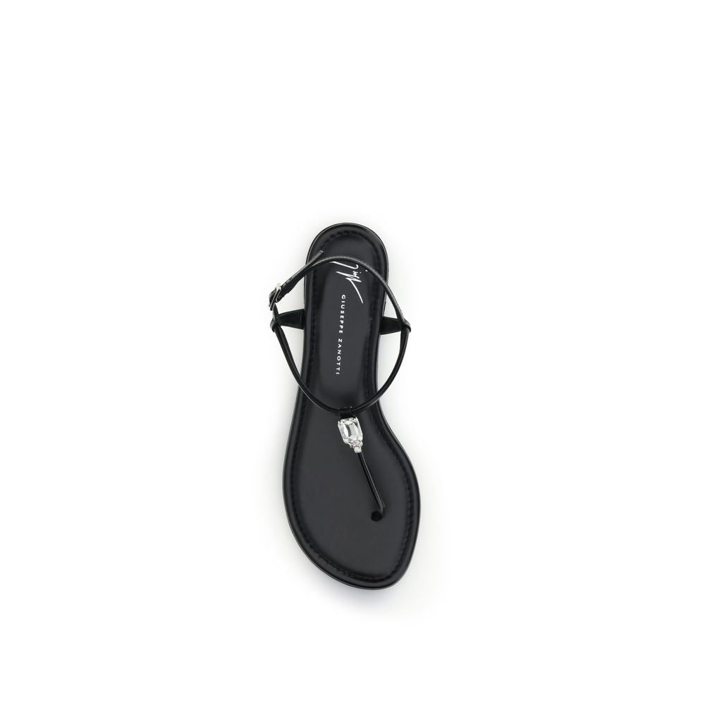 Giuseppe Zanotti Black Calf Leather Bos Taurus Sandals