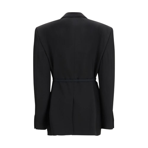 Balenciaga Jacken und Mäntel aus schwarzer Wolle