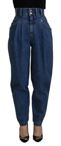 Dolce & Gabbana Blue Cotton High-Waisted Jean