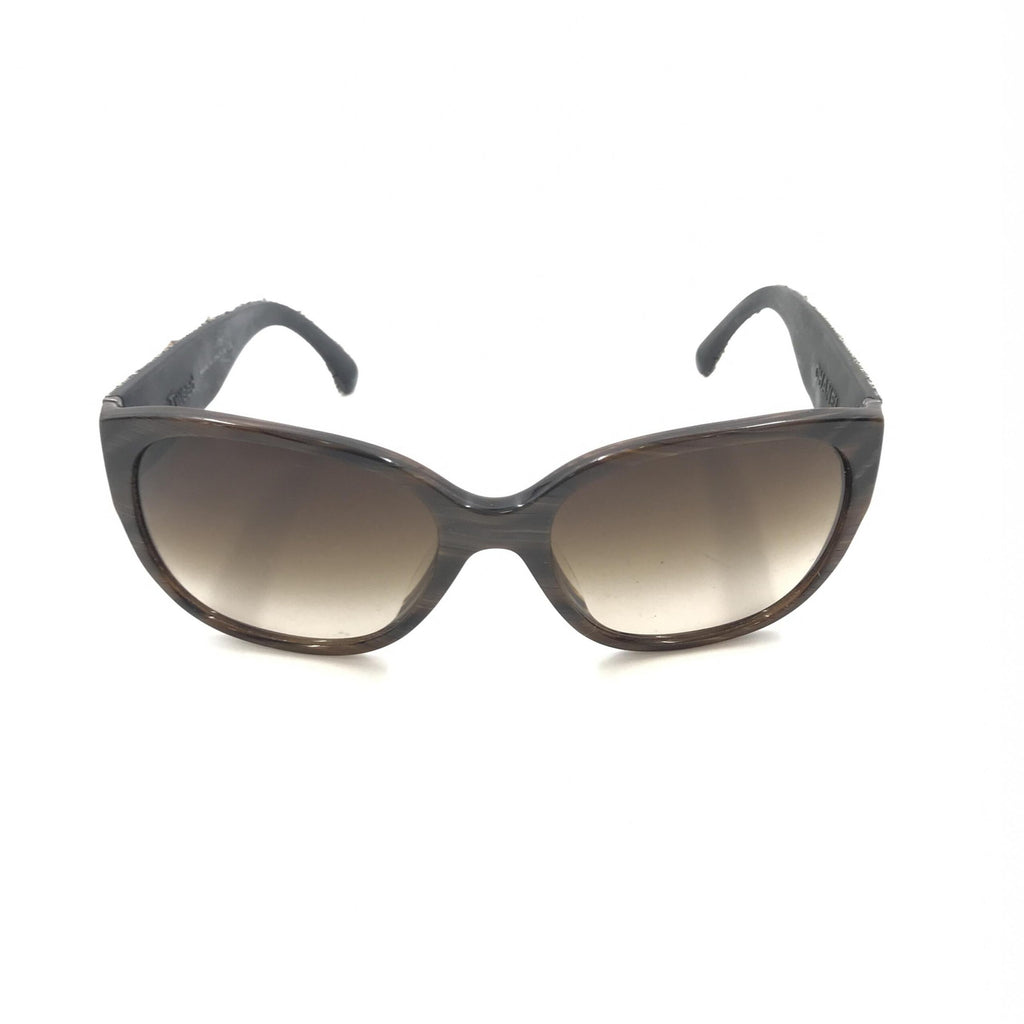 Chanel Brown Frame With Tweed Accents Sunglasses