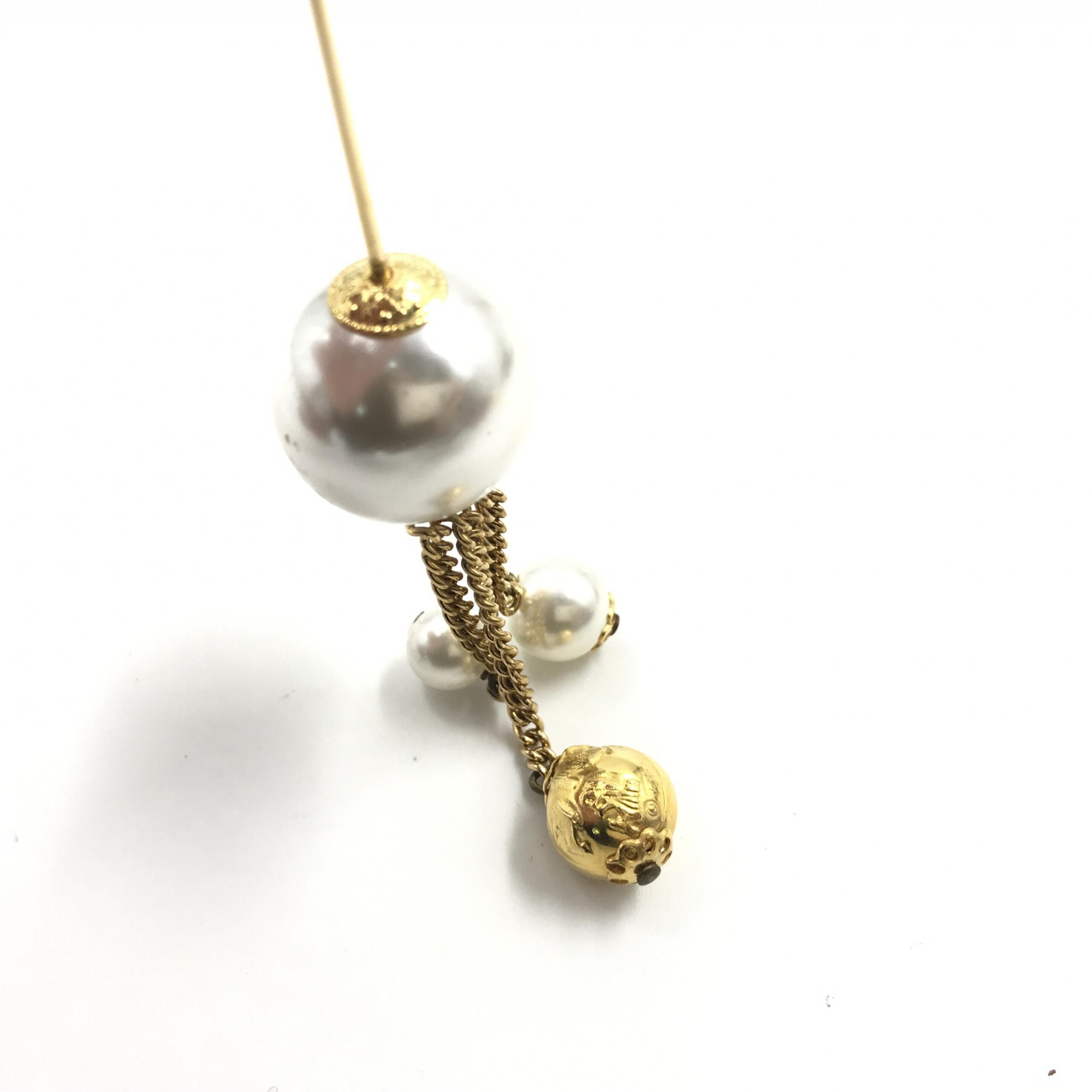 Salvatore Ferragamo Pin Brooch, Pearl Style, Box