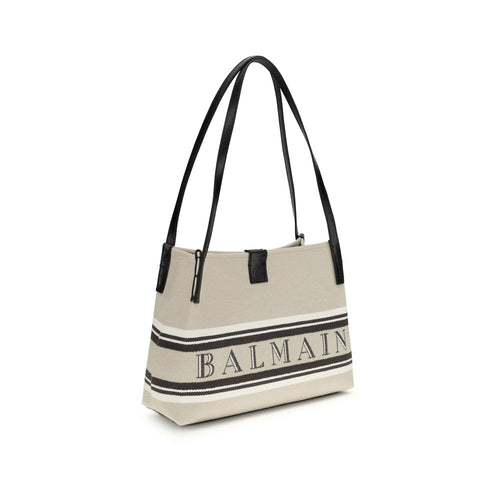 Balmain Beige Schultertasche aus Baumwolle