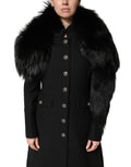 Dolce & Gabbana Black Fox Fur Neck Wrap Warmer Winter Scarf