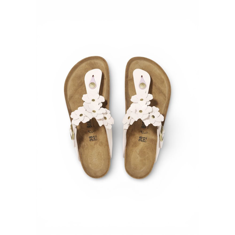 Birkenstock Pink Leather Flat Sandals