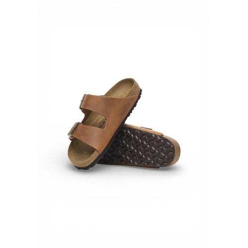 Birkenstock Braune Leder-Flachsandalen