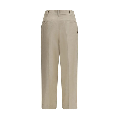 Brunello Cucinelli Beige Leinen Freizeithose