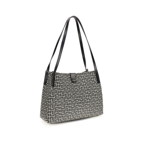 Balmain Schultertasche aus schwarzer Baumwolle