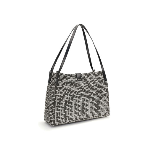 Balmain Schultertasche aus schwarzer Baumwolle