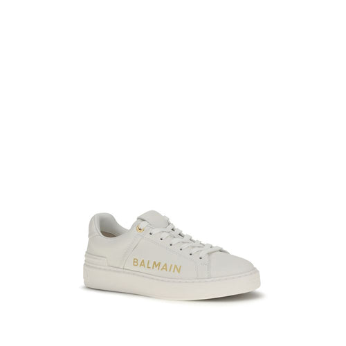 Balmain Weiße Kalbsleder Bos Taurus Low-Top-Sneakers