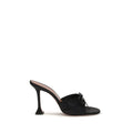 Amina Muaddi Black Fabric Stiletto Heel Sandals