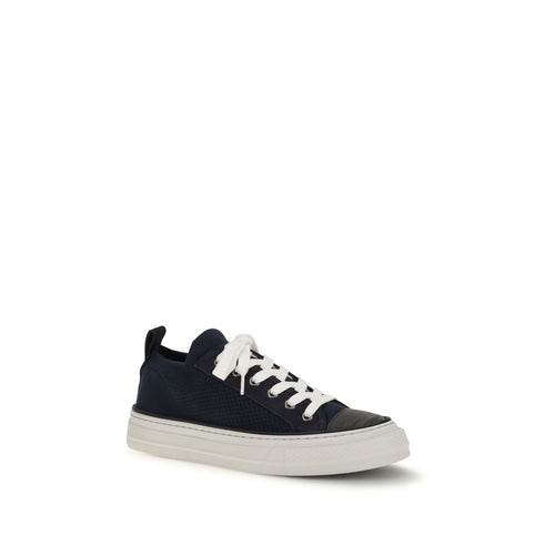 Brunello Cucinelli Schwarze Low-Top-Sneaker aus Baumwolle