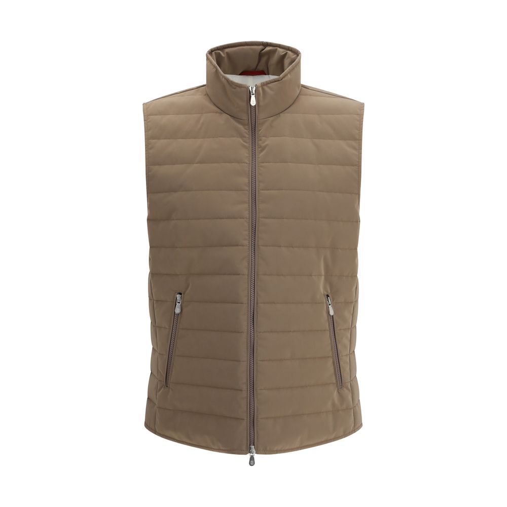 Brunello Cucinelli Beige Polyester Sleveless Jacket