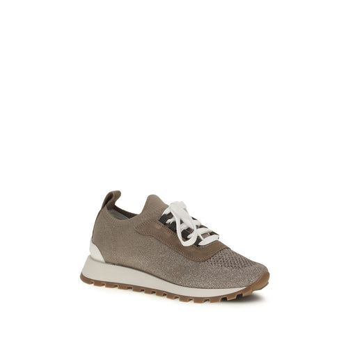 Brunello Cucinelli Beige Chunky-Sneaker aus Baumwolle
