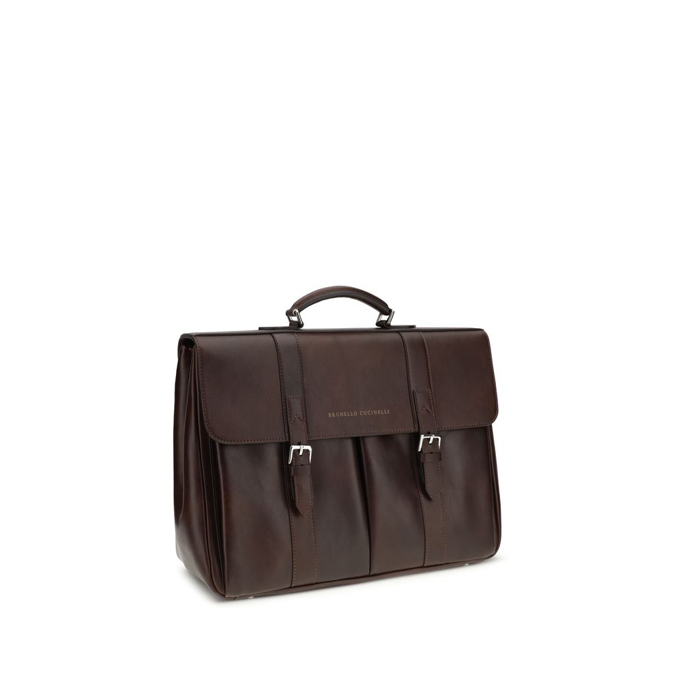 Brunello Cucinelli Bordeaux Calf Leather Bos Taurus Handbag