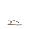 Brunello Cucinelli Blue Calf Leather Bos Taurus Strap-On Sandals
