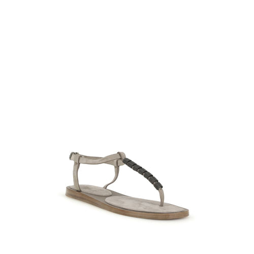 Brunello Cucinelli Blaue Kalbsleder Bos Taurus Riemchensandalen