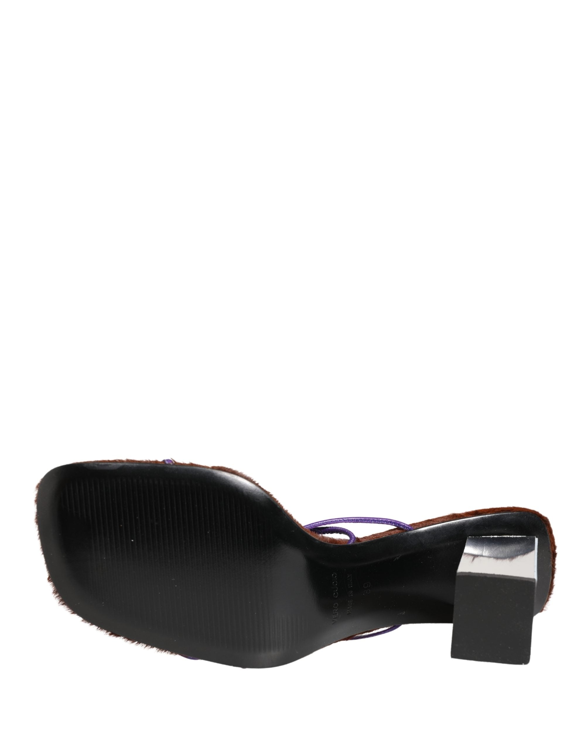Dolce & Gabbana Silver Block Heels Slip On Sandals Shoes
