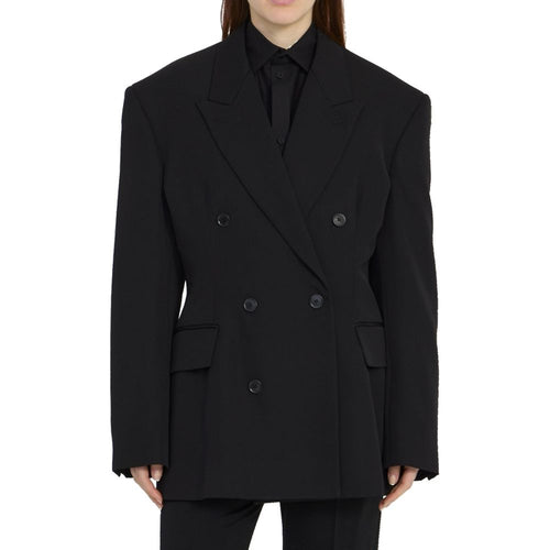 Balenciaga Mantel aus schwarzer Wolle