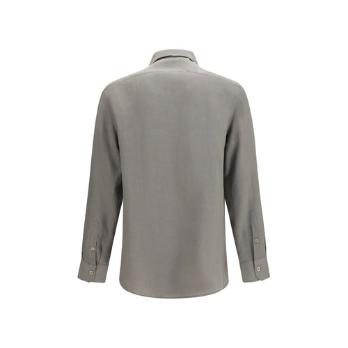 Brunello Cucinelli Zweifarbige Leinenhemdbluse