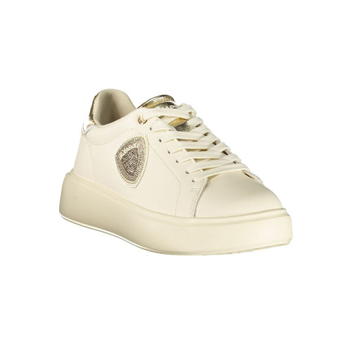 Blauer Beige Leder Damen Sneaker