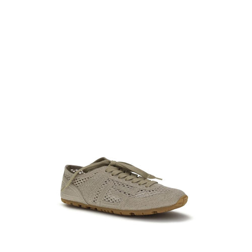 Balmain Beigefarbene Sportschuhe aus Baumwolle