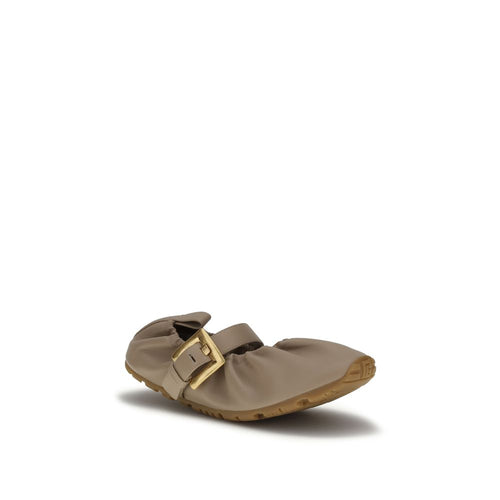 Balmain Beige Kalbsleder Bos Taurus Ballerinas