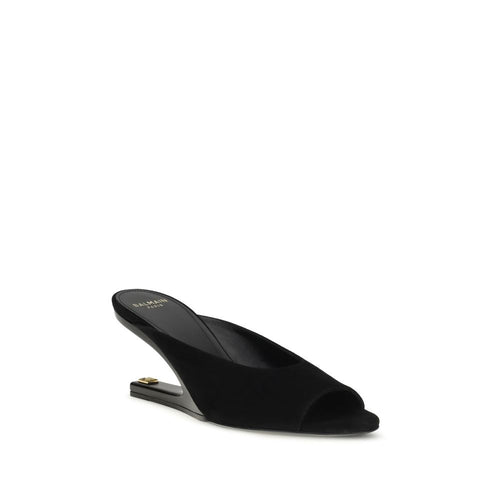 Balmain Schwarze Mules aus Kalbsleder