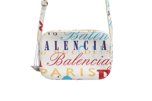 Balenciaga Mini City Handtasche aus Leder mit weißem Graffiti-Print