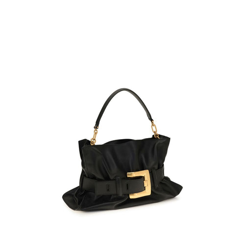 Balmain Schultertasche aus schwarzem Kalbsleder (Bos Taurus)