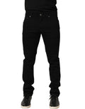 Dolce & Gabbana Black Heraldic Embroidered Skinny Denim Jeans