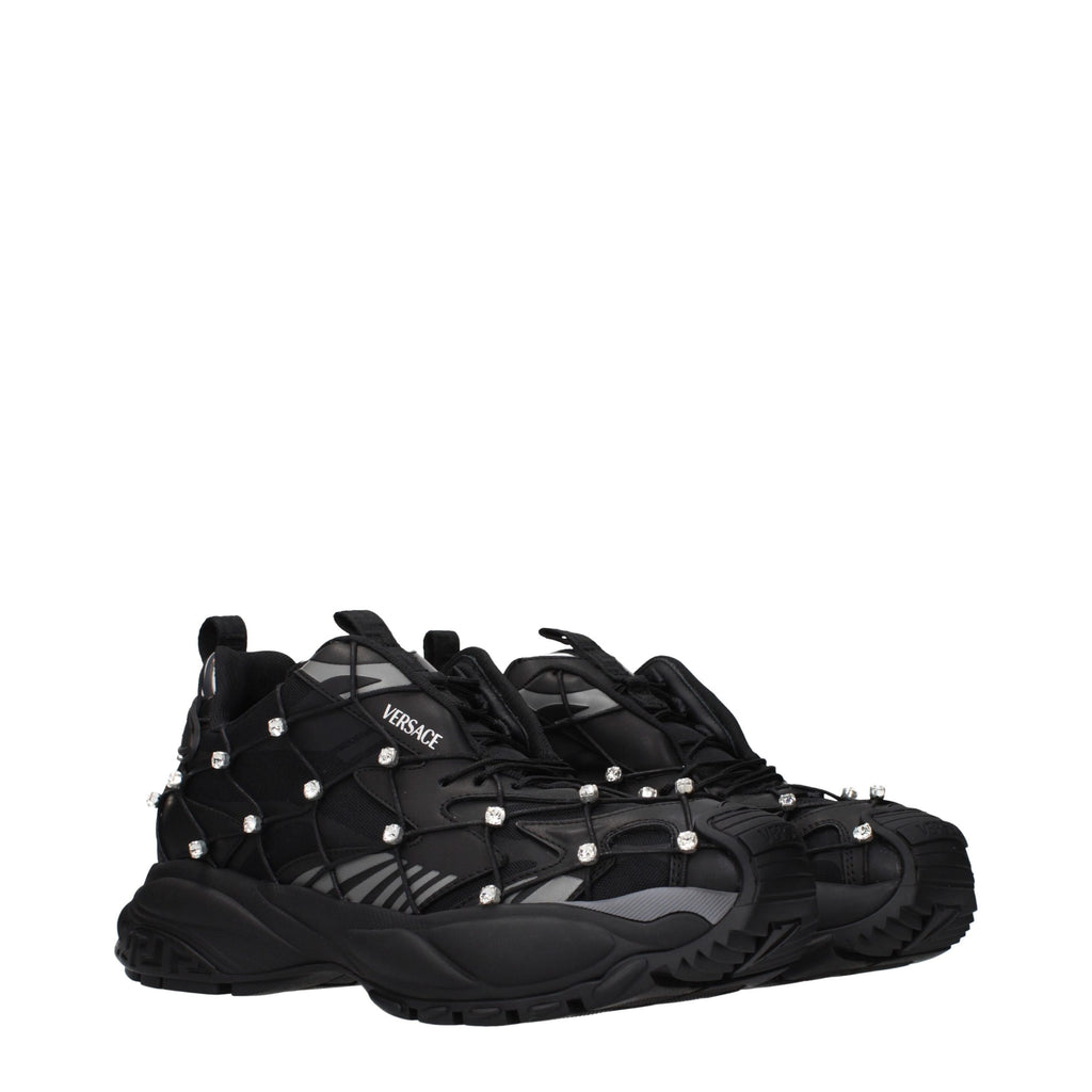 Versace Black Fabric Chunky Sneakers