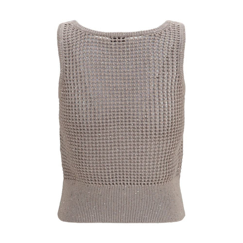 Brunello Cucinelli Beigefarbene Tanktops aus Baumwolle