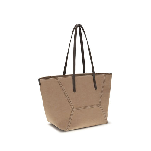 Brunello Cucinelli Beigefarbene Handtasche aus Baumwolle