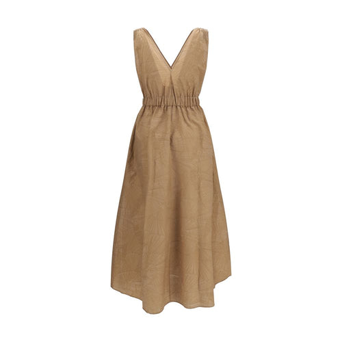 Brunello Cucinelli Beiges Baumwoll-Freizeitkleid