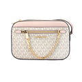 Michael Kors Adult Saffiano Leather Chain Zip Crossbody Handbag, Vanilla/Powder Blush