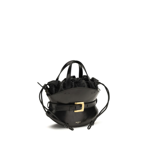 Balmain Schultertasche aus schwarzem Kalbsleder (Bos Taurus)