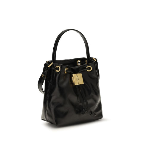 Balmain Schultertasche aus schwarzem Kalbsleder Bos Taurus