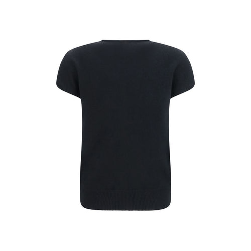 Balmain ärmelloser Pullover aus schwarzer Wolle mit Widder-Motiv