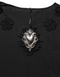 Dolce & Gabbana Black Floral Silk Heart Appliqué Blouse Top