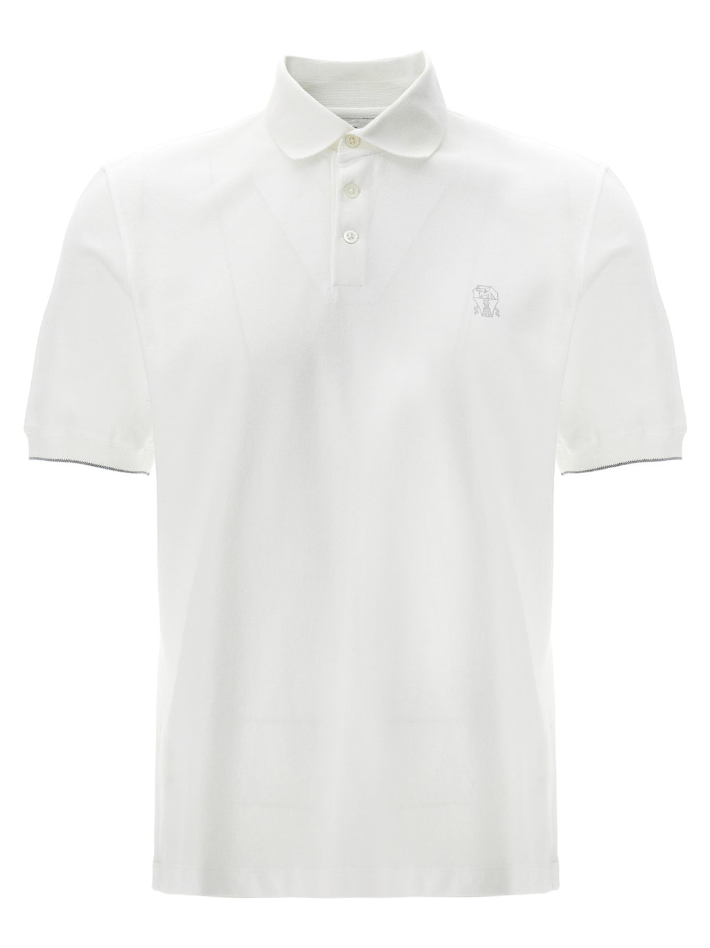 Brunello Cucinelli White Cotton Polo Shirt