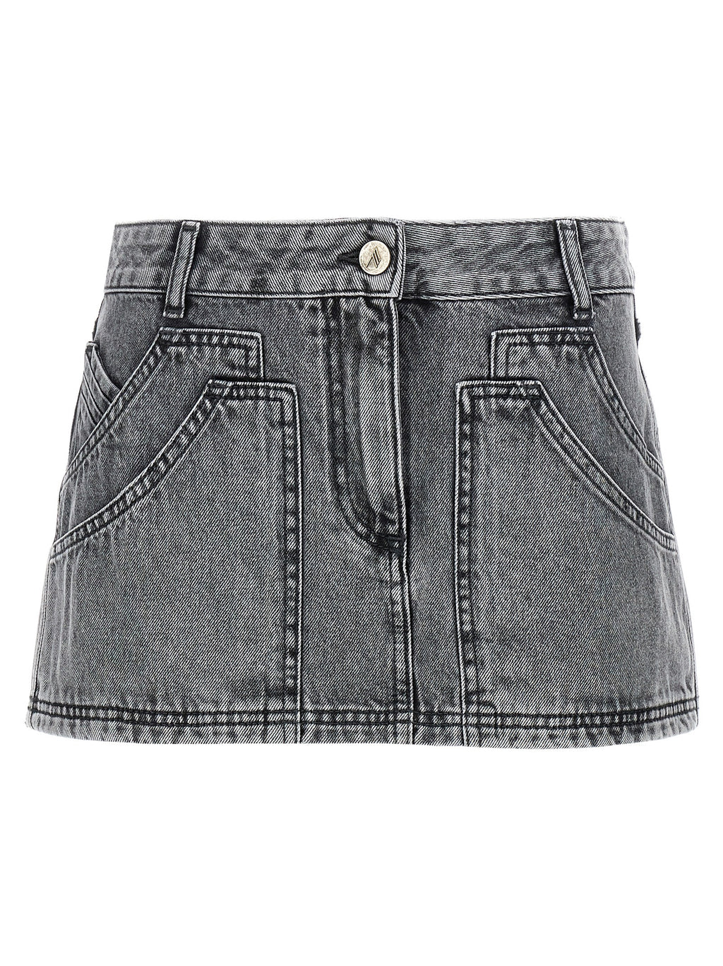 The Attico Gray Cotton Long Skirt