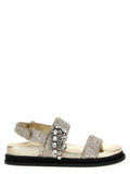 Jimmy Choo Gold Textile Flat Sandals