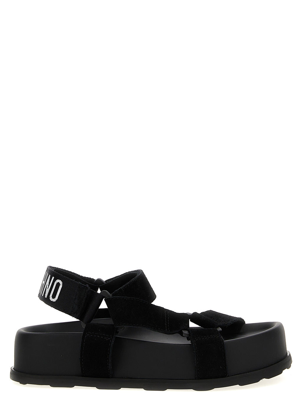 Moschino Black Calfskin Flat Sandals