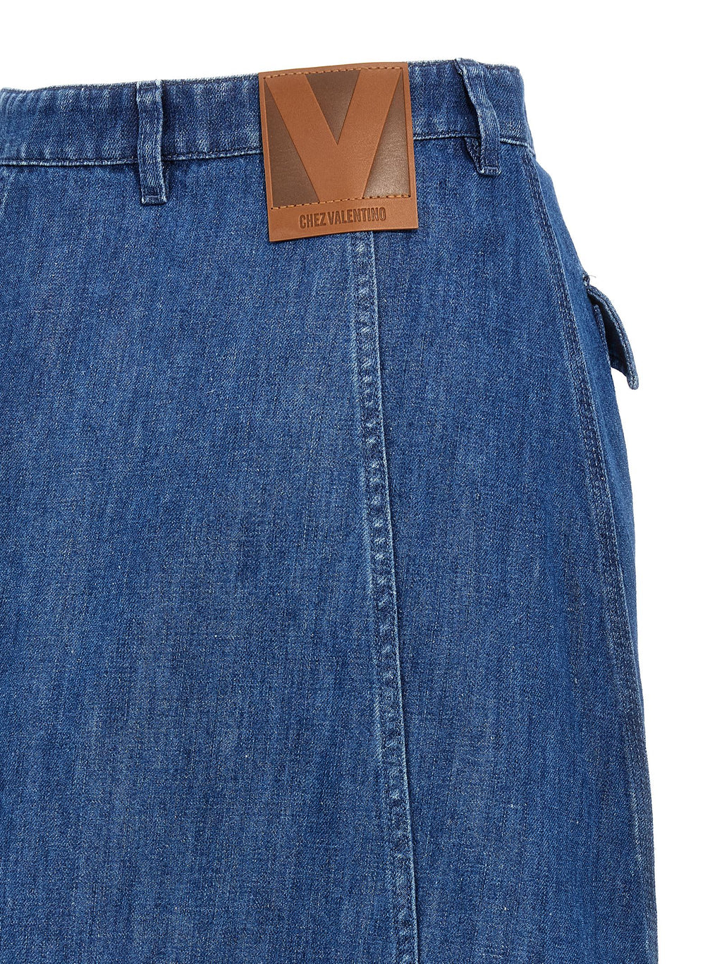 Valentino Garavani Blue Cotton Midi Skirt