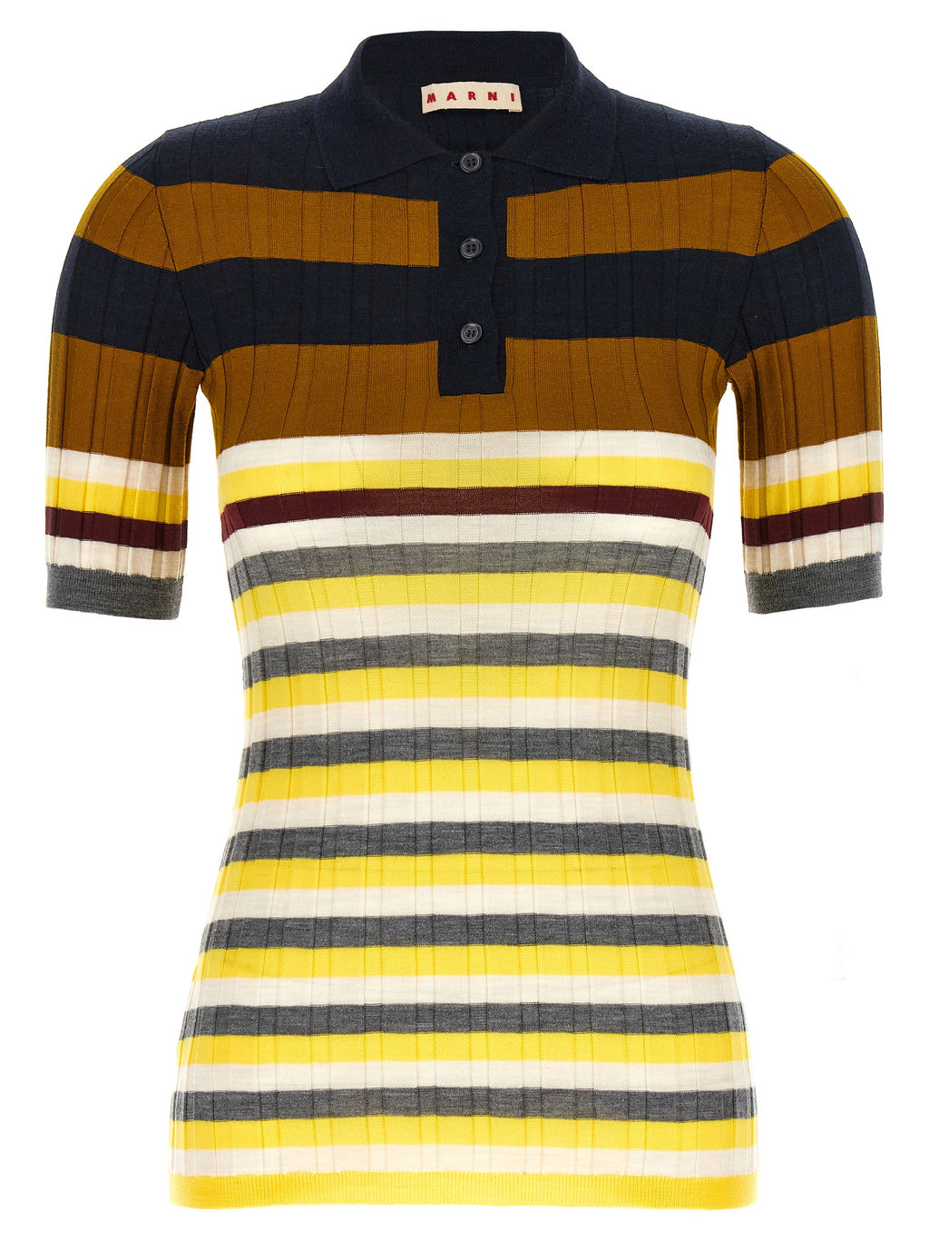 Marni Multicolor Virgin Wool Polo Shirt